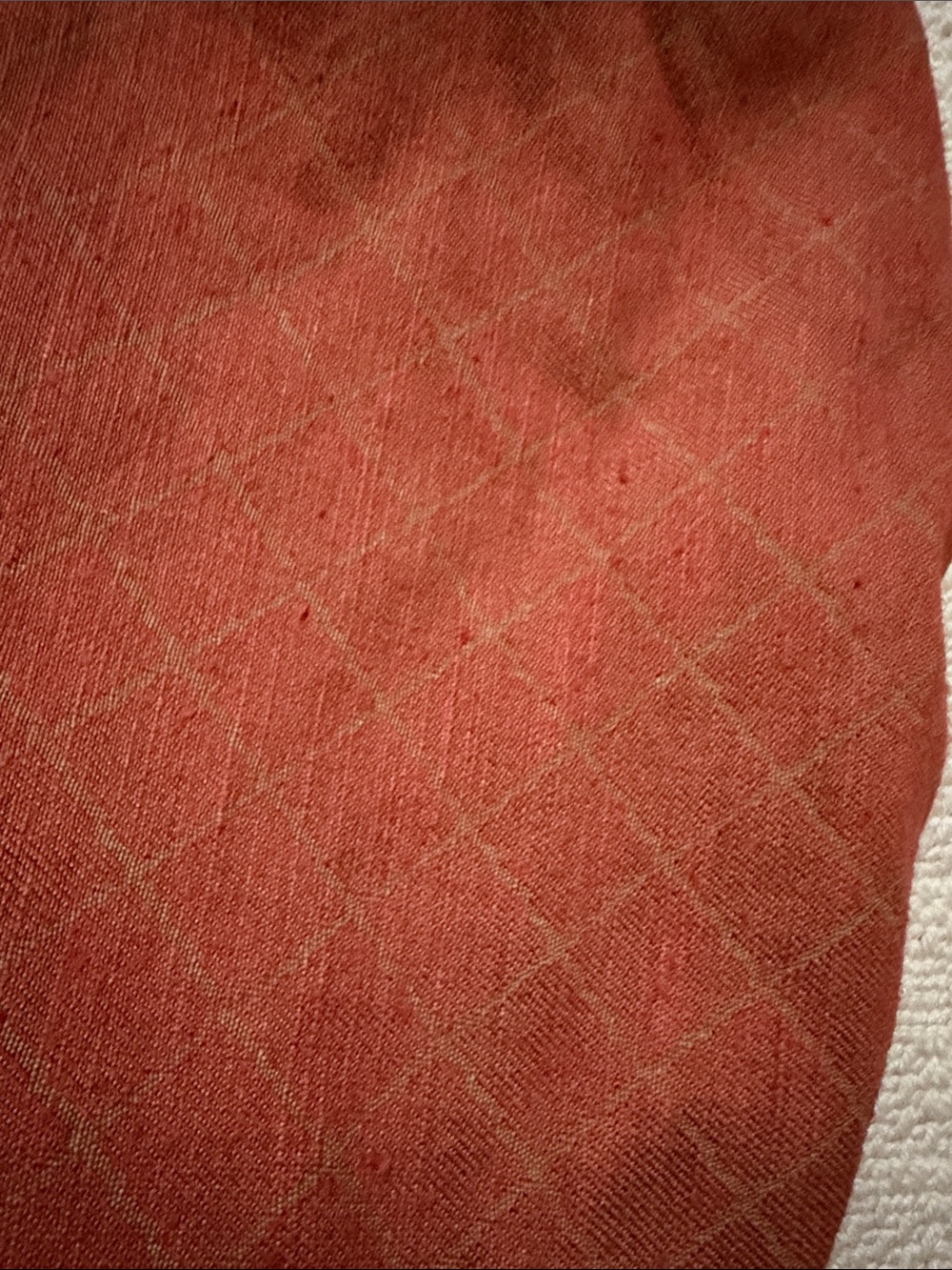 Textured Coral Gold Grid Upholstery Fabric